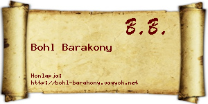 Bohl Barakony névjegykártya